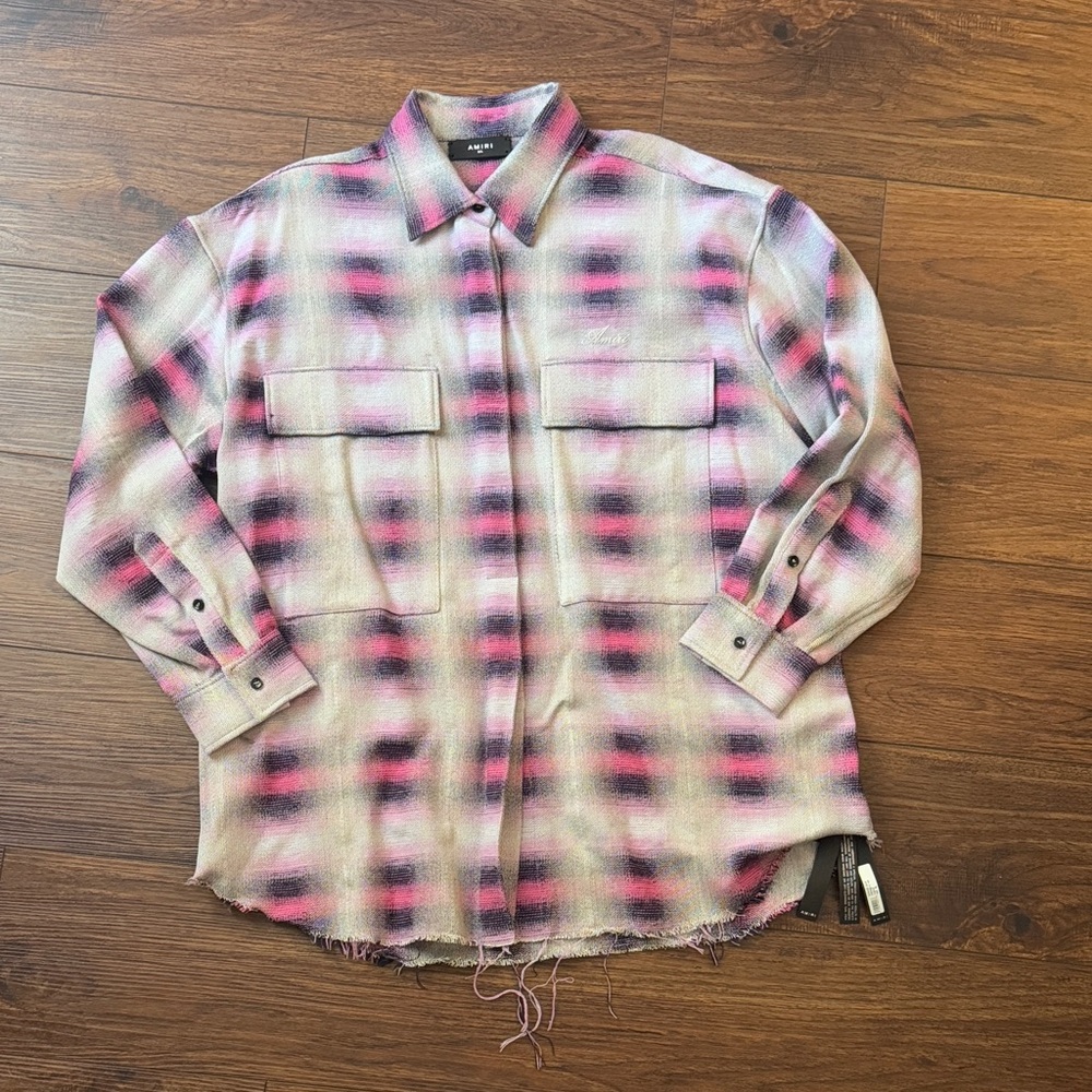 AMIRI Pink and Black Oversized Shirt